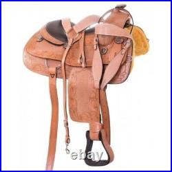 Leather Western Barrel Racing Horse Saddle Premium Quality Tack Set Size 14-18