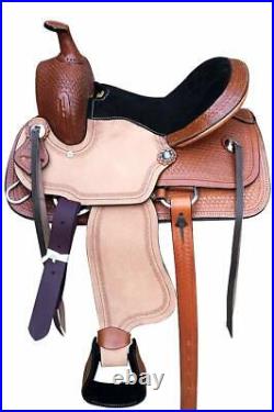 Leather Western Barrel Racing Horse Saddle Premium Quality Tack Set Size 14-18