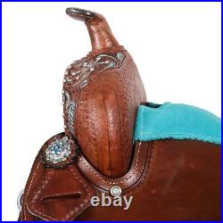 Leather Western Barrel Racing Horse Saddle Premium Quality Tack Set Size 14-18