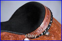 Leather Western Barrel Racing Horse Saddle Premium Quality Tack Set Size 14-18