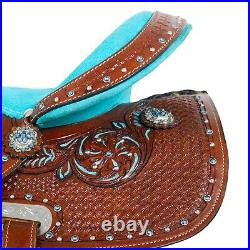 Leather Western Barrel Racing Horse Saddle Premium Quality Tack Set Size 14-18