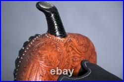 Leather Western Barrel Racing Horse Saddle Premium Quality Tack Set Size 14-18