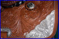 Leather Western Barrel Racing Horse Saddle Premium Quality Tack Set Size 14-18