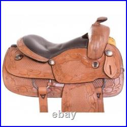 Leather Western Barrel Racing Horse Saddle Premium Quality Tack Set Size 14-18