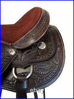 Leather Western Barrel Racing Horse Saddle Premium Quality Tack Set Size 14-18