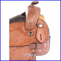 Leather Western Barrel Racing Horse Saddle Premium Quality Tack Set Size 14-18