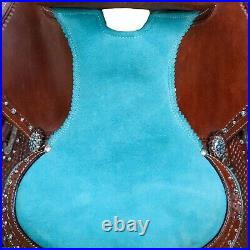 Leather Western Barrel Racing Horse Saddle Premium Quality Tack Set Size 14-18