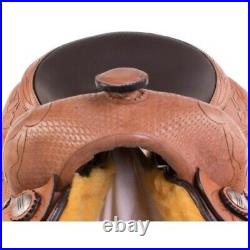 Leather Western Barrel Racing Horse Saddle Premium Quality Tack Set Size 14-18