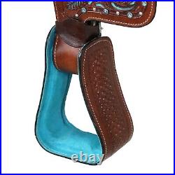 Leather Western Barrel Racing Horse Saddle Premium Quality Tack Set Size 14-18
