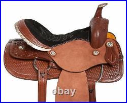 Leather Western Barrel Racing Horse Saddle Tack Set Size 14-18