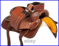Leather Western Barrel Racing Horse Saddle Tack Set Size 14-18