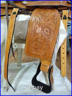 Leather Western Barrel Racing Saddle Roping Ranch Horse Seat Size 10-19 F/Ship