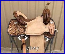Leather Western Barrel Racing Trail Horse Tack Saddle With Girth Size 13