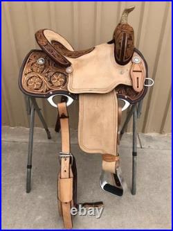 Leather Western Barrel Racing Trail Horse Tack Saddle With Girth in All Sizes Leather Western Barrel Racing Trail Horse Tack Saddle With Girth in All Sizes