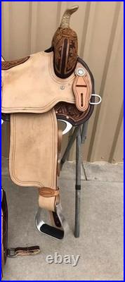 Leather Western Barrel Racing Trail Horse Tack Saddle With Girth in All Sizes