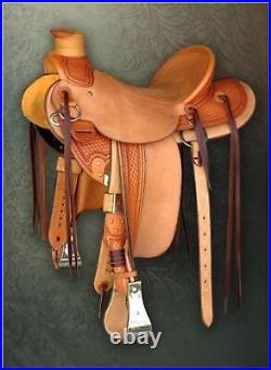 Leather Western Wade Saddle Roughout Leather Horse Tack Set Roping Ranch 10-18