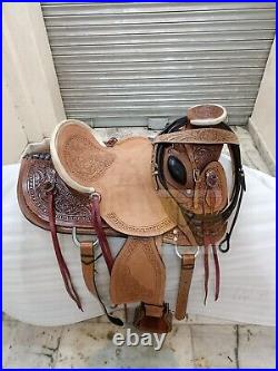 Leather western wade saddle tooled carved leather horse tack