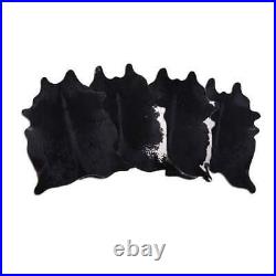 Lg/Xl Brazilian Solid Black Cowhide Rugs. Measures Approx. 42.5-50 Square Feet