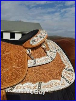 Light Oil Dale Chavez Show Saddle Loaded with Silver, Stunning Tooling, FQHB