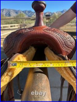 Lightly used Five Star Saddle, red tooled leather, Western