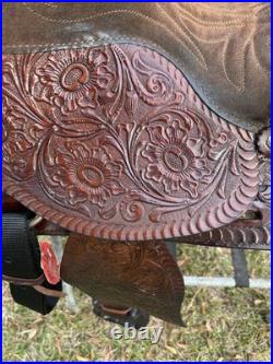 Lightweight Tex Tan Hereford Saddle 15 Western Show Trail Pleasure Leather VGC