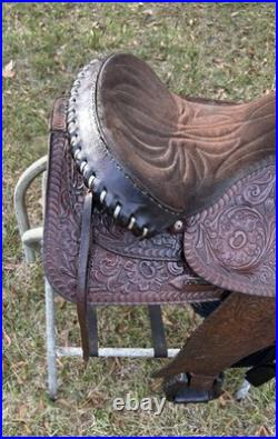 Lightweight Tex Tan Hereford Saddle 15 Western Show Trail Pleasure Leather VGC