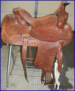 Longhorn Simco Western Horse Saddle Genuine Tooled Leather 16 Seat Fqhb Nice