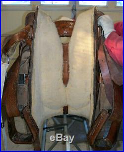 Longhorn Simco Western Horse Saddle Genuine Tooled Leather 16 Seat Fqhb Nice