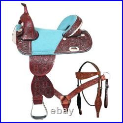 Mahogany 14 In HILASON Western Horse Treeless American Lather Trail Barrel