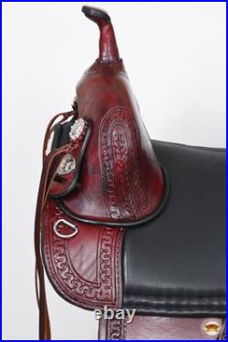 Mahogany 16 In HILASON Western Horse Treeless Trail Saddle Genuine American