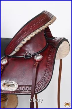 Mahogany 16 In HILASON Western Horse Treeless Trail Saddle Genuine American