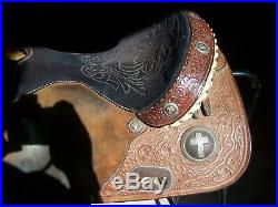 Martha Josey Circle Y Iron Cross Barrel Saddle 14.5