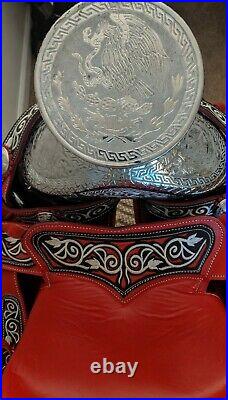 Mexican Charro Horse Saddle Leather Silla de Montar Fuste Embroidered