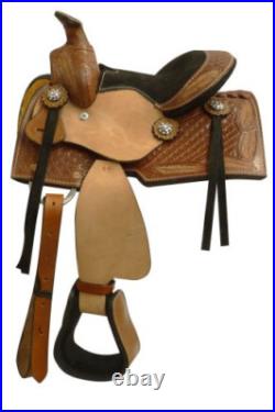 Miniature Horse Pony Trail Pleasure Saddle with a Tooled Feather Design 8 NEW