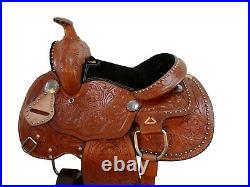 Montura Floral Vaquera Texana Pony Silla Niños Western Leather Pony Horse Saddle