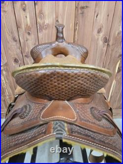 NEW 15 Tepee Custom Roughout Roping Saddle w Tooled Skirt