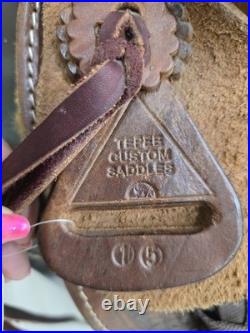 NEW 15 Tepee Custom Roughout Roping Saddle w Tooled Skirt