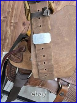 NEW 15 Tepee Custom Roughout Roping Saddle w Tooled Skirt