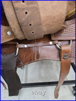 NEW 15 Tepee Custom Roughout Roping Saddle w Tooled Skirt