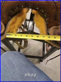 NEW 15 Tepee Custom Roughout Roping Saddle w Tooled Skirt