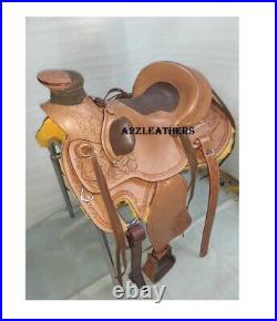 Natural/Brown color Wade Western Leather Ranch Roping saddle in 4 sizes