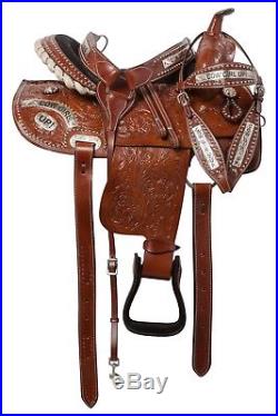 New 14 15 Western Silver Custom Pleasure Show Horse Leather Saddle Tack Set