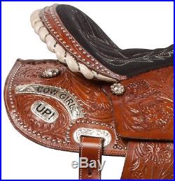 New 14 15 Western Silver Custom Pleasure Show Horse Leather Saddle Tack Set