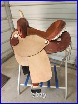 New 14 Brown Color Barrel Saddle withroughout seat and Tooling by Dakota Saddlery