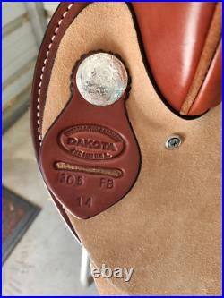 New 14 Brown Color Barrel Saddle withroughout seat and Tooling by Dakota Saddlery