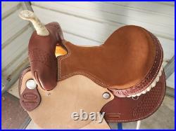 New 14 Brown Color Barrel Saddle withroughout seat and Tooling by Dakota Saddlery