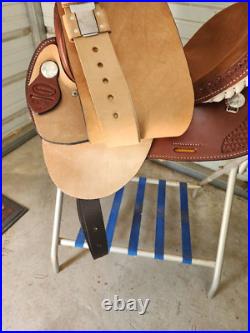 New 14 Brown Color Barrel Saddle withroughout seat and Tooling by Dakota Saddlery