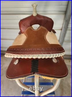New 14 Brown Color Barrel Saddle withroughout seat and Tooling by Dakota Saddlery