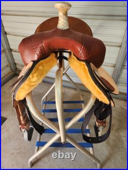 New 14 Brown Color Barrel Saddle withroughout seat and Tooling by Dakota Saddlery