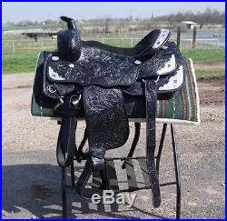 New 15 BLACK draft horse western show saddle 10 gullet by Frontier -THE BEST